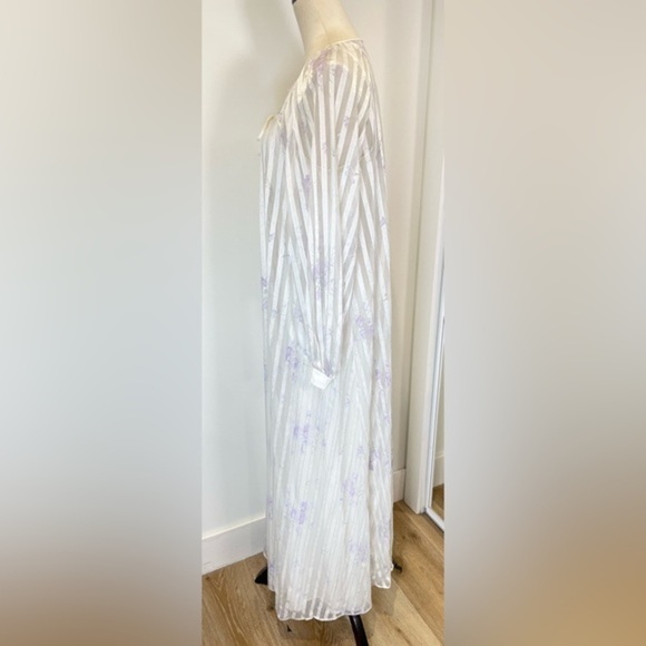 Vintage 70s Floral Peignoir Negligee Nightgown Robe Set Lingerie Milkmaid Satin - Picture 5 of 12